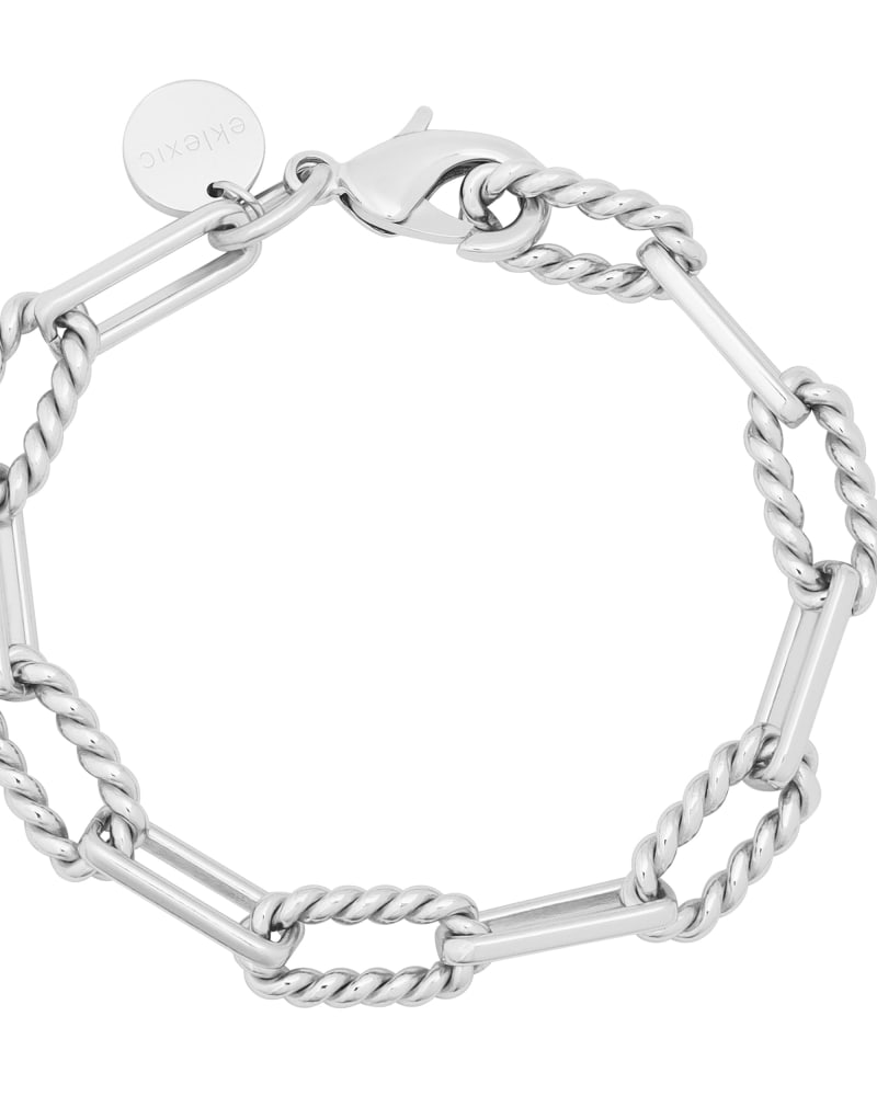 Front of a size 11" Enzo Anklet 11" Silver in Silver by Eklexic. | dia_product_style_image_id:275143